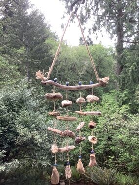 Driftwood Art,  Large Driftwood Wind Chime ,Mobile, Driftwood Coastal Decor
